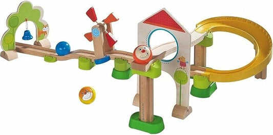 HABA Marble Run Kullerbu Windmill Playset, STEM Toy Building Set for 2-6 Year Olds, Montessori Toys Marble Maze, 25 Piece Ball Track