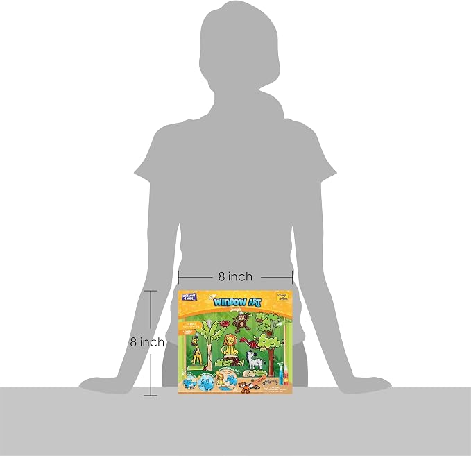 Imagimake Window Art Jungle | Low Mess Suncatcher Kit | 16 Pieces Glass Painting Set | Kids Activities Ages 5-8 | DIY Craft Kit | Birthday Gift for Boys & Girls Ages 5,6,7,8,9,10,12 Years Old
