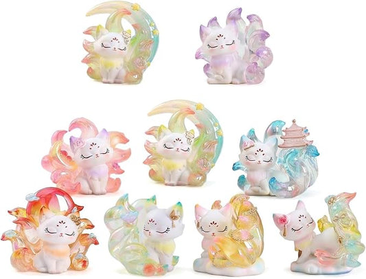 YAMSLAM Cute Nine-Tailed Fairy Fox Animal Mystery Box Blind Collectible Figures for Desk Decoration Birthday Party Gifts, Random 1pc of 7 Styles