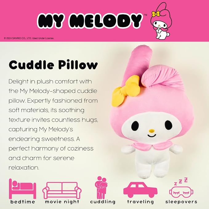 My Melody Sanrio Bedding Super Soft Plush Decorative Throw Cuddle Pillow, (Officially Licensed Product) By Franco Collectibles