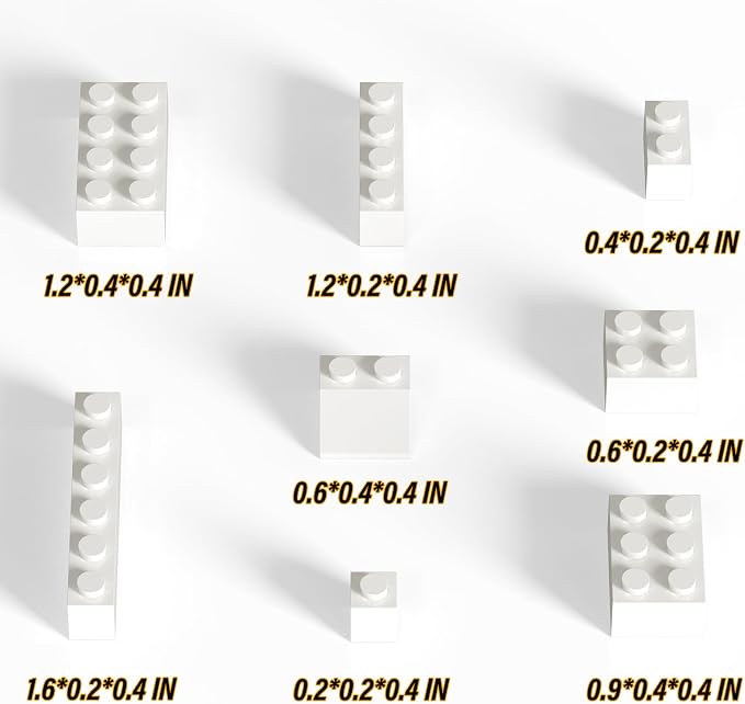 Bulk Building Bricks, Compatible with Lego and All Brands, 8 Sizes and A Variety of Colors to Mix and Match，Random Color (240, White)