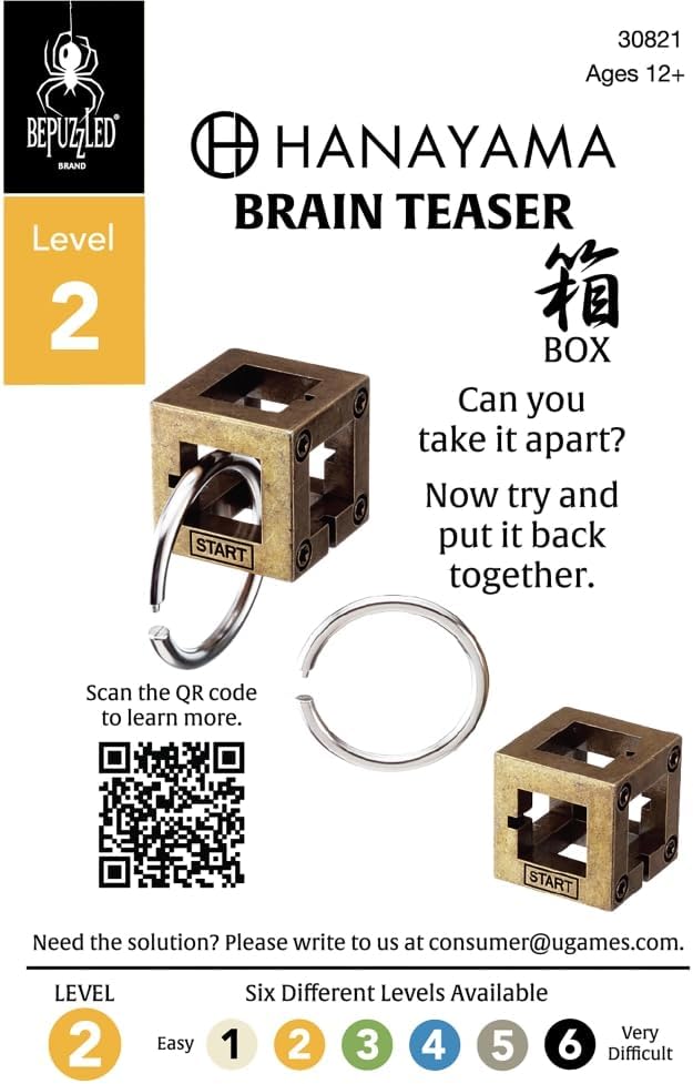 BePuzzled |Box Hanayama Metal Brainteaser Puzzle Mensa Rated Level 2, for Ages 12 and Up
