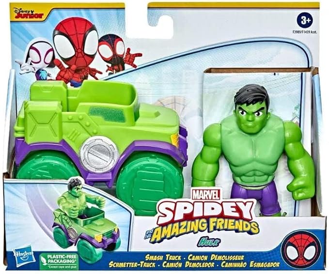 Marvel Spidey & His Amazing Friends Action Figures Superheroes + Villains (Choose Figure) (Hulk Vehicle Set)