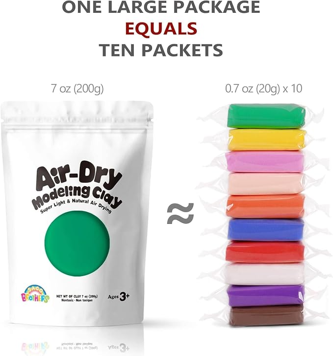 Sago Brothers Modeling Clay for Kids - Green, 7 oz Molding Magic Clay for Kids Air Dry, Super Soft Clay for DIY Slime, Ultra Light Air Dry Modeling Clay for Toddlers Children Teens | Molding magic clay for kids air dry, super soft for DIY slime. Ultra ...