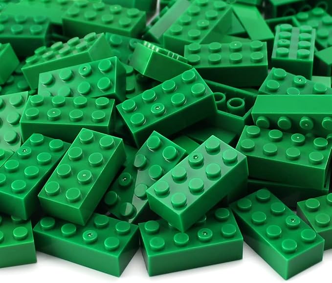 100pcs 2x4 Bricks Green Building Classic Pieces Parts Creative Play Blocks Set Toy Accessories Combine with 3001 Major Brick Brands