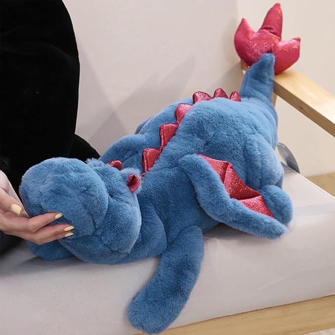 Weighted Dragon Stuffed Animal 35.4" 5Lbs, Medium Blue Weighted Plush Dragon Toy for Kids and Adults(2025 Weighted Version)
