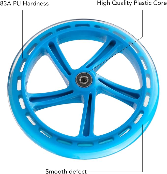 2-Pack 200mm Scooter Replacement Wheels - 8-Inch Wheels for Razor A5, Lascoota, Kid, Youth, Adult Kick Push Scooter (Blue)
