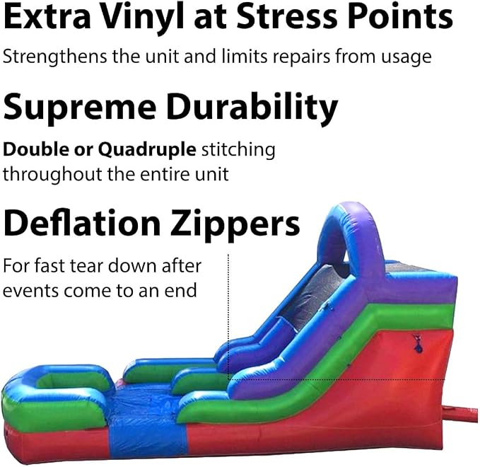 TentandTable Inflatable Water Slide for Kids and Adults, Commercial Grade Giant Blow Up Backyard Water Fun, Includes Electric Air Blower, 23' L x 9' W x 12' H, Retro Rainbow