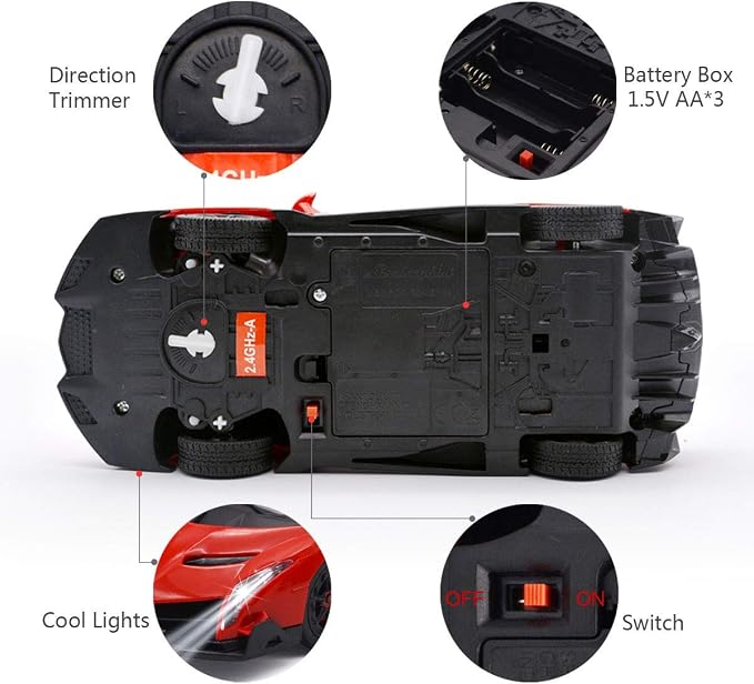 Remote Control RC CAR Racing Cars Compatible with Lamborghini Veneno Officially Licensed 1:24 Toy RC Cars Model Vehicle for Boys 6,7,8 Years Old,red