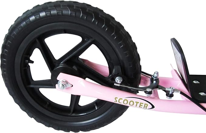 HOMCOM Kick Scooter for Kids 5-12 Years Old, Big Wheel Kids Scooter with Adjustable Height Handlebar, 12" EVA Tyres, Non-Slip Footplate, Rear Brake