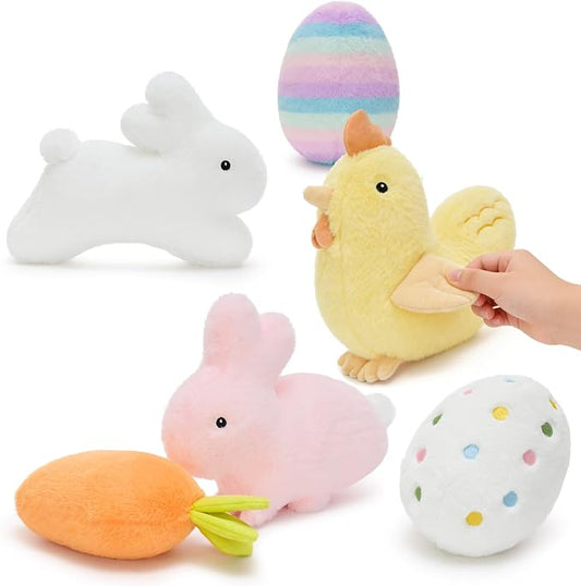 MaoGoLan 6 Pack Plush Pillow Stuffed Animals Bulk with Rabbit Shaped Throw Pillows Egg Plush Set for Kids Girls Gifts Party Favors Decorations Mother's Day Christmas