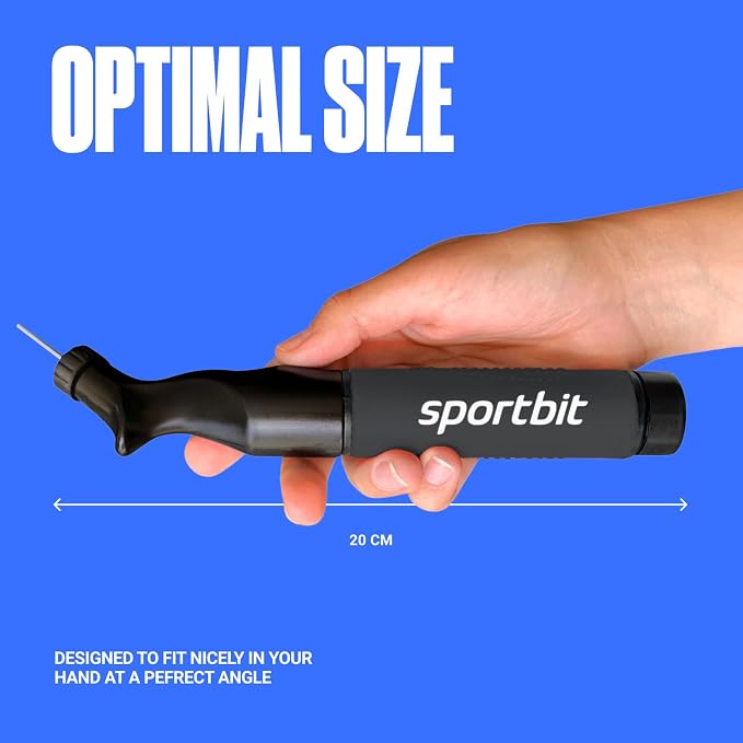 SPORTBIT Ball Pump for Sports Balls - Push & Pull Inflating System - Hand Pump for Exercise Balls - Volleyball Pump, Basketball Inflator, Ball Air Pump - Goes with 5 Needles Set