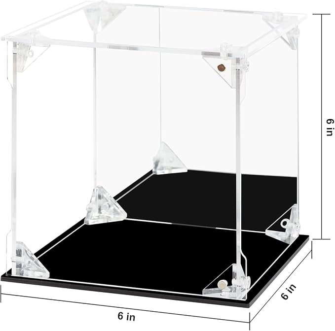 Acrylic Display Case for Collectibles Assemble Clear Acrylic Display Box with Mirrored Back, Alternative Glass Case for Action Figures Lego Model Doll Toys Display (6x6x6 inch, 15x15x15cm)