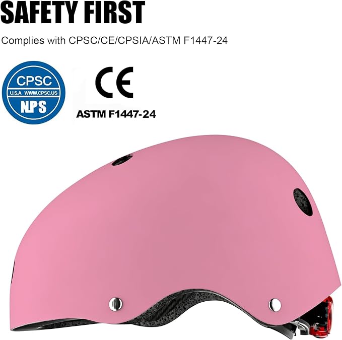 Kids Bike Helmet with LED Light,Lightweight Adjustable Childs Helmet for boy & Girl Ages 5-8-14,Multi-Sport Safety Helmet for Skateboard Cycling Scooter
