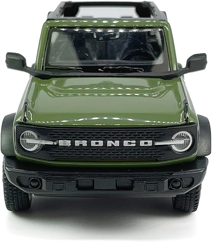 2-Door Convertible Bronco Badlands Model Car 1/36 Scale Diecast Toy Cars Metal Alloy Children’s Vehicles, Pull Back Doors Open, Black Rim, Mens Collection, Kids Toys for Boys Gifts, Cake Topper, green