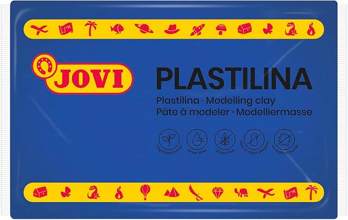 Jovi Non-Hardening Modeling Clay, 4 Dark Blue Bars, 0.77 lb Each, 3lb Total | Arts and Crafts Non-Toxic and Gluten-Free plasticine
