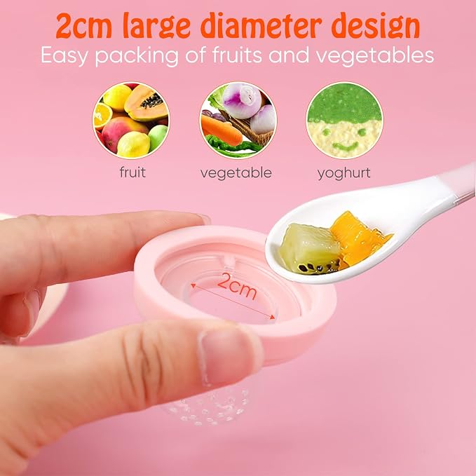 Baby Solids/Frozen Fruit Feeder Pacifier, Infant Teether Toy 4M+, BPA-Free Silicone Pouch & Nipple, Safely Introduce Solids, Teething Relief, 2-Pack