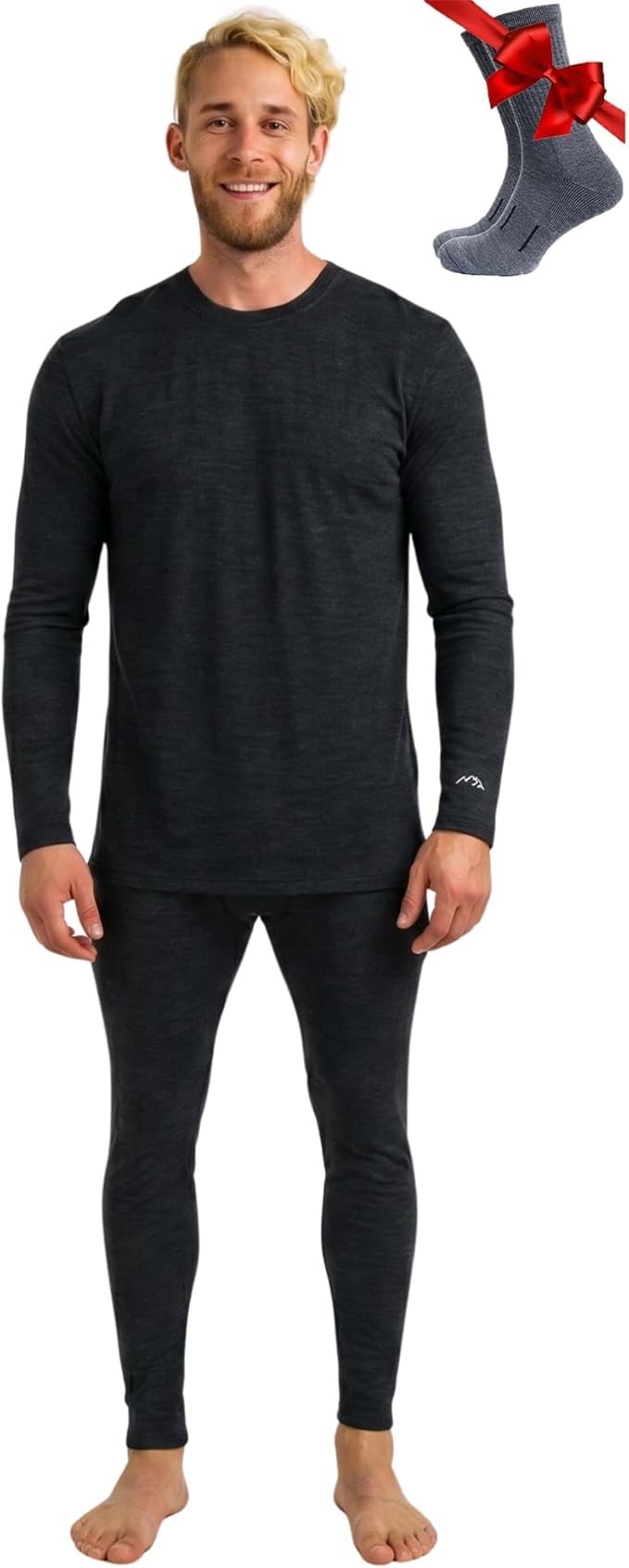 Merino.tech Merino Wool Base Layer Mens Set - Heavyweight, Midweight, Lite Merino Wool Thermal Underwear For Men Top, Bottom