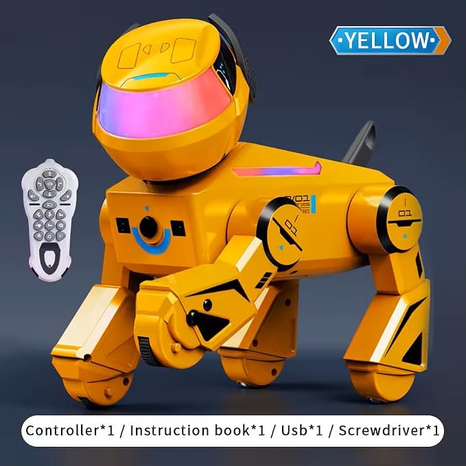 InventoBots Interactive Robot Dog, Programmable AI Smart Robotic Puppy, STEM Educational Dog for Ages 3-10, Orange Color