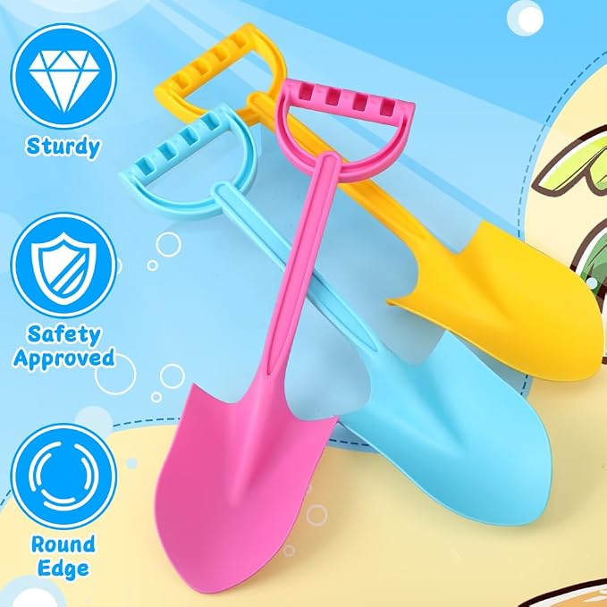 Big 16" Thick Beach Sand Toy Shovels for Kids Adults, Jumbo Scooping Spade Toys Kit Sandbox Toy for Yard Garden Lawn Play Sand, Outdoor Gardening Digging Tool Sturdy Gift Set for Boys Girls 3 Pack