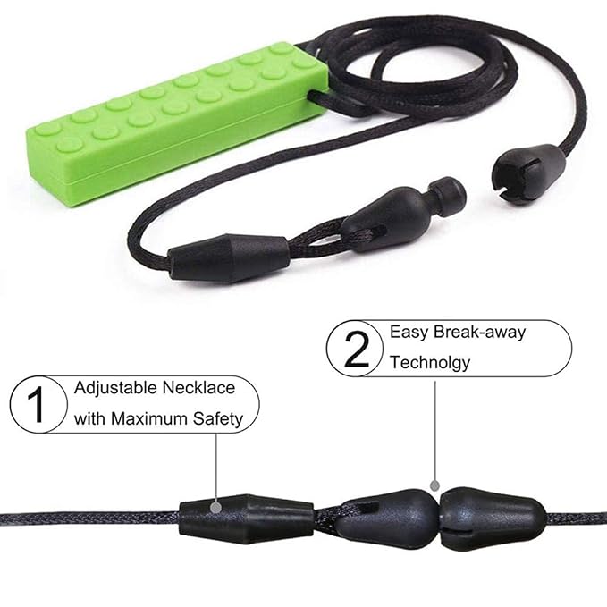 Chew Necklace, Sensory Chew Necklace Bundle for Kids with Chewing, ADHD, Autism, Biting Needs, Oral Motor Chewy, Silicone Necklace Made from Food Grade Silicone Safety, for Boys&Girls(5 PCS)