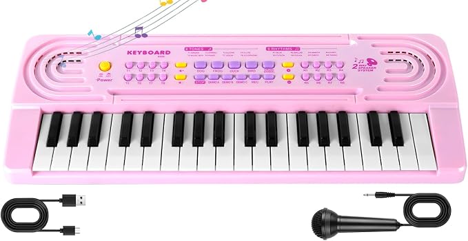 Toddler Kid Toy Piano Keyboard, 37 Keys Pianos Music Toys with Microphone