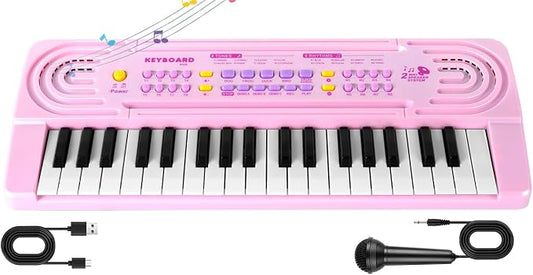 Toddler Kid Toy Piano Keyboard, 37 Keys Pianos Music Toys with Microphone