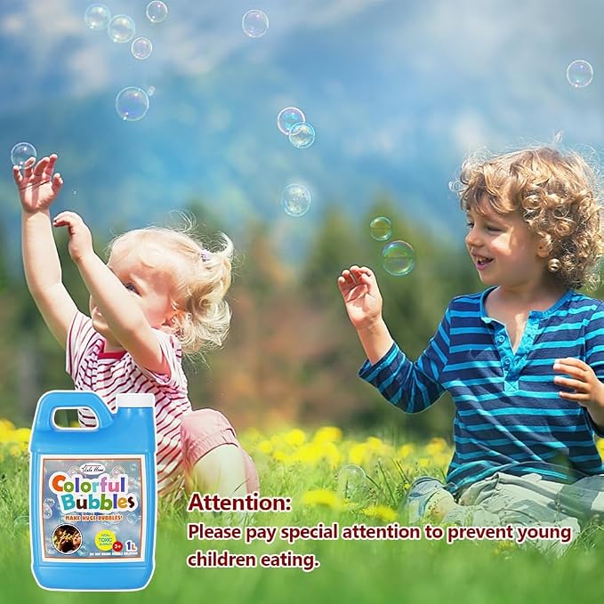 Lulu Home 2 Pack Bubble Solution, 2 L/67.6 OZ - Giant Bubble Wand & Blower, Halloween/Birthday Party Favors - Up to 5 Gallons