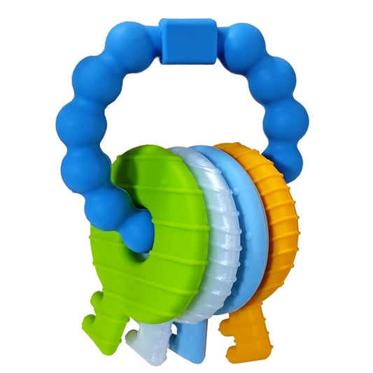 Baby Keys Teether Toys,Silicone Teething Toys for 3-18+ Months,Teething Keys Toy for Infants-Soft & Raised Texture to Soothe Gums,BPA Free (4Colors)