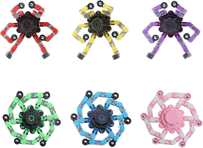 6Pcs Transformable Fidget Spinners Toys- Deformable Fingertip Gyro Stress Relief Sensory Toys, Easter Party Favors & Birthday Gifts for Kids Adults Boys Girls