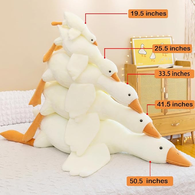 33.5 Inches Goose Stuffed Animal Stuffed Goose Plush White Swan Throw Pillow Toy (White, 33.5")