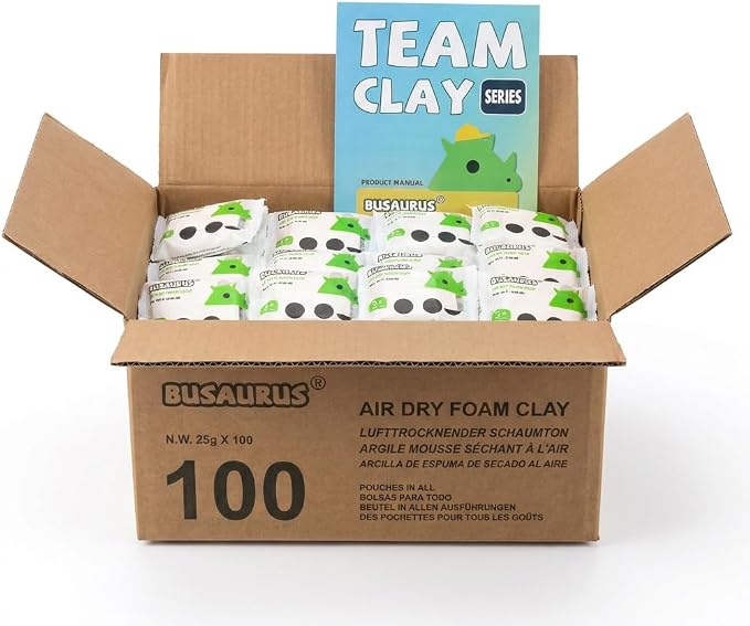 100-Pack White Air Dry Foam Clay, 25g Bulk Individually Wrapped, Magic Modeling Clay for Kids Classroom, School Art Supplies, Soft Foam Clay Alternative, Craft Supplies for Teachers