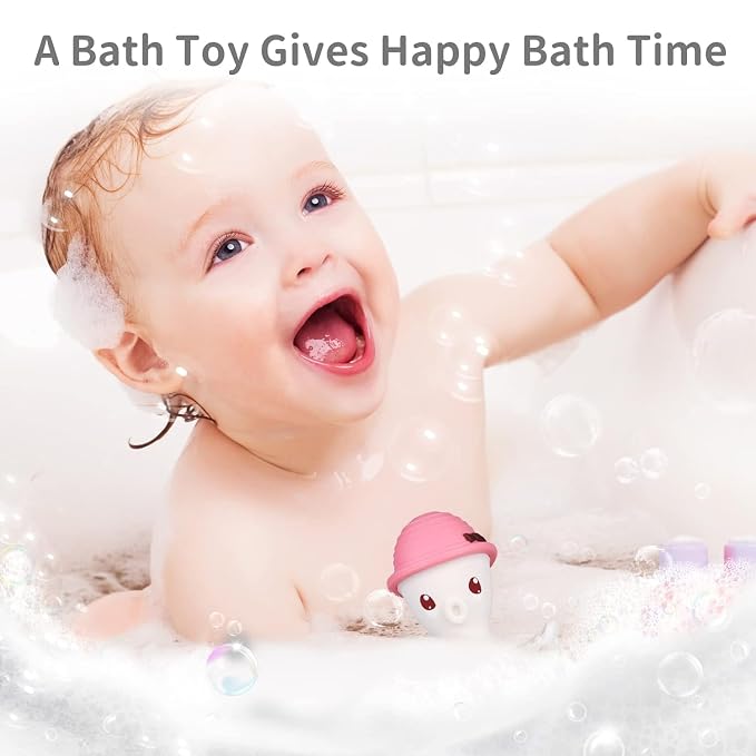 Mombella Octopus Squishy Silicone Teethers for Infants 3-18 Months, Baby Teething Toys, Perfect for Girl's Baby Shower Registry