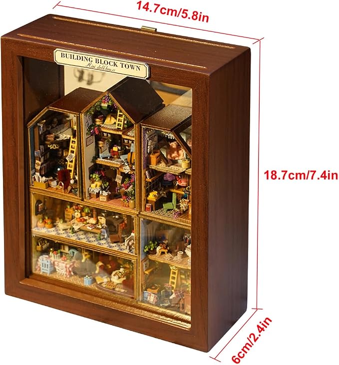 DIY Miniature House Kit, CUTEROOM Mini House Kit for Adult to Build, Wooden Dollhouse Making Kit with Furniture, Christmas Birthday Gifts