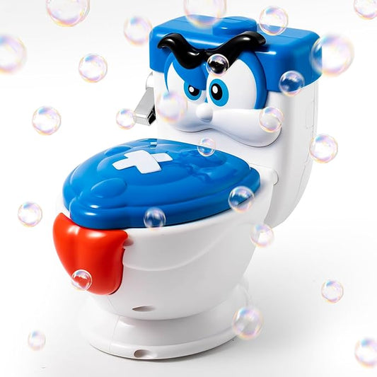 Funny Toilet Bubble Machine with Flushing and Gurgling Sounds, Automatic Bubble Blower, Bubble Maker for Kids Toddlers, Leak-Resistant Outdoor Toy with 2oz x 4 Bubble Solution for Birthday Gift Party