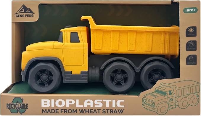 Aigitoy Toddler Car Toys for 1-3 Year Old, Yellow Dump Truck, BPA Free, Phthalates Free, PVC, Recycled Plastic, Construction Truck, Kids Outdoor Toys, Christmas Birthday Gifts for Boys Girls