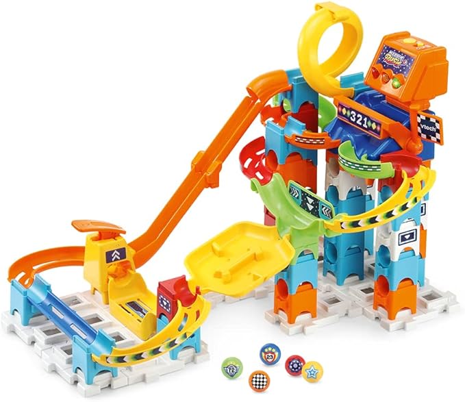 VTech - Marble Rush, Electronic Ball Circuit Racing Set M200E, Building Set, 73 Pieces, 5 Balls, Gift for Children from 4 Years