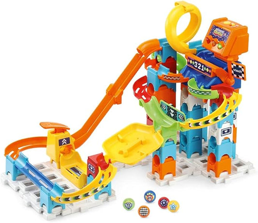 VTech - Marble Rush, Electronic Ball Circuit Racing Set M200E, Building Set, 73 Pieces, 5 Balls, Gift for Children from 4 Years