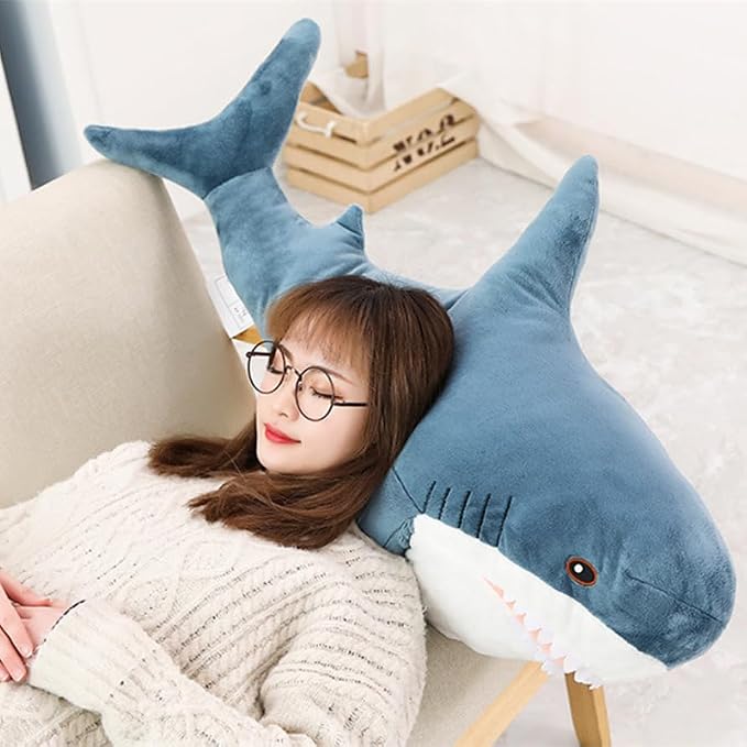 XIYUAN 39.3-Inch SharkPlush Toy Giant SharkStuffed Animal Soft SharkPillow Cushion Shark Plush Pillow Chubby Stuffed Shark Toy Bedtime Gift Throw Pillow for Home Room Décor Kids