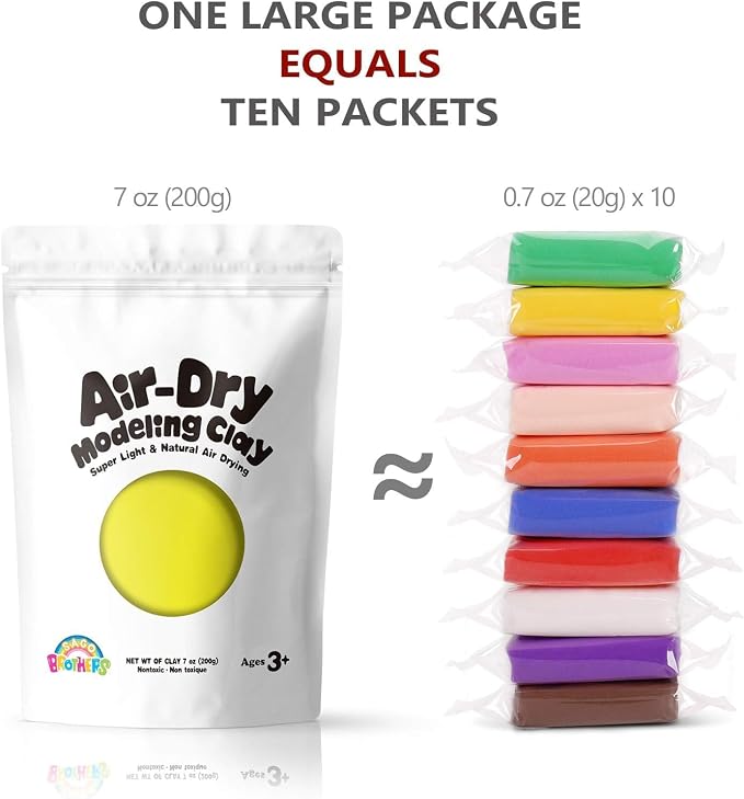Sago Brothers Yellow Modeling Clay for Kids, 7 oz | Molding magic clay for kids air dry, super soft for DIY slime. Ultra light modeling clay for toddlers, kids & teens.