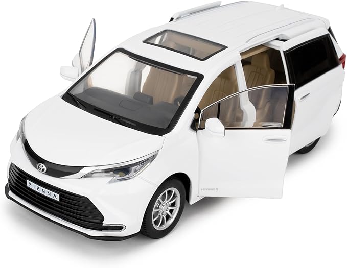 BDTCTK 1:24 Sienna MPV Car Model, Pull Back Diecast Toy Car with Sounds＆Lights for Kids Boys Girls and Adults, Gift White.