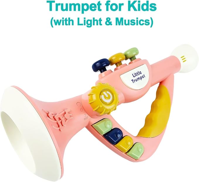 Toddler Musical Instruments Toy Trumpet, Harmonica, Recorder Flute for Kids Baby, Musical Toys Set for Children Boys Girls Ages 2 3 4 5, Pink (Pink)