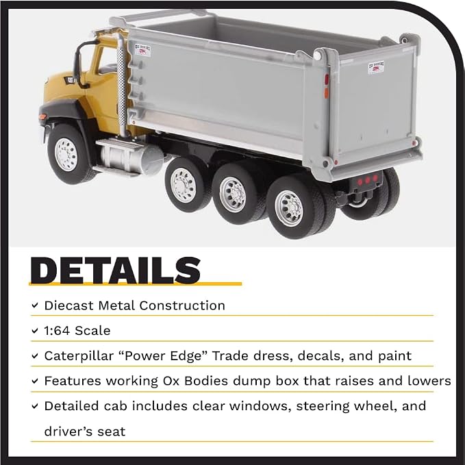 Diecast Masters 1:64 Scale Caterpillar CT660 OX Stampede Dump-Truck Model 85633 | Play & Collect Series Cat Construction Equipment