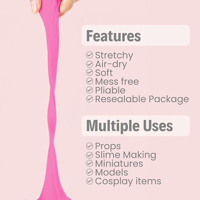 BOHS Pink Modeling Foam Clay - 1.1 Lbs, Squishy,Soft, Air Dry -for Flower Mirror,Cosplay,Fake Bake, Slime Supplies-500g