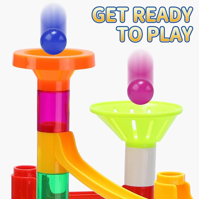 EagleStone 105PCS Marble Run STEM Maze Building Toy Race Track Set | 75 Track Pieces With Plastic And Glass Marbles, Marble Maze Race Track Toy For Kids Ages 3-12, Educational Gift Boys Girls