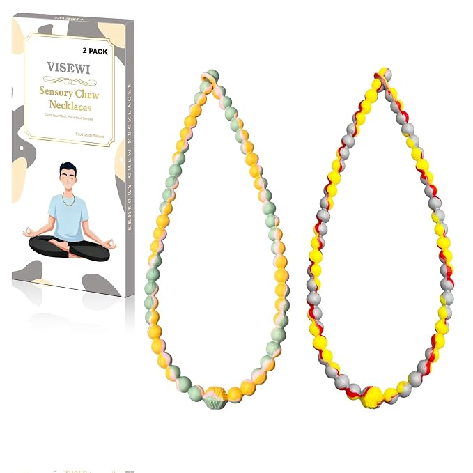 Teething Necklace for Baby,Tooth Grinding Toys，Sensory Chew Necklace for Kids, Girls,Boys,Adult with Autism, ADHD,Teething Beads for Babies