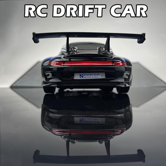HTURCCOP RC Drift Car 2.4GHz 1:24 Scale 4WD High Speed Remote Control Cars Vehicle with LED Lights Two Batteries and Drifting Tires Racing Sport Toy Cars for Adults Boys Girls Kids