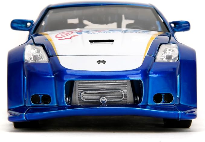 Jada Toys JDM Tuners 1:24 Scale Die-Cast 2003 Nissan 350Z Exedy– Opening Doors, Detailed Interior, Rubber Tires, Collectible for Ages 8+(Candy Blue)