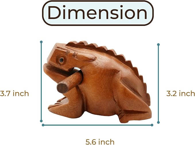 BSIRI 5" Wooden Frog Rasp - Musical instruments of Africa Frog Rasp Super Guiro Percussion Frog Wood Block Instrument of Frog Noise Maker Cool Music Gifts Ideas Fun Instruments for Adults and Kids
