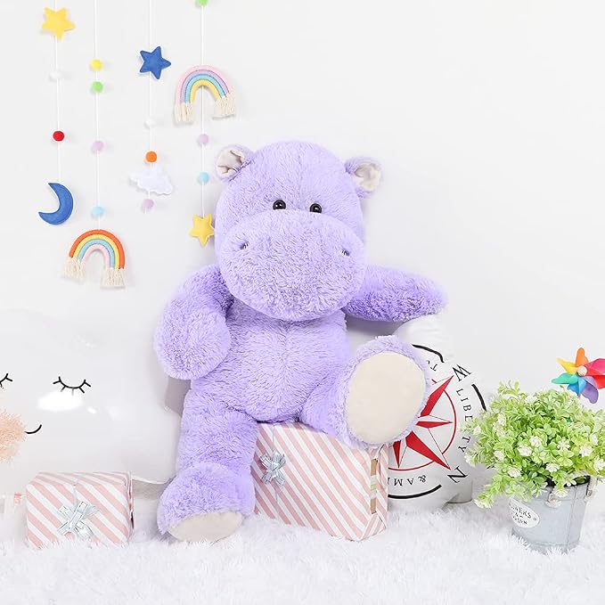 BENINY 36 Inch Giant Hippo Stuffed Animal, Oversized Purple Hippo Plush Pillow, Soft Humongous Hippopotamus Toy Gift for Kids, Boys and Girls